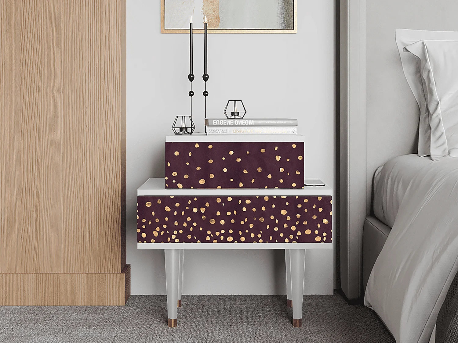 Mesita de noche - 58х58х41 cm - NS1 - Glowworms, Blanco