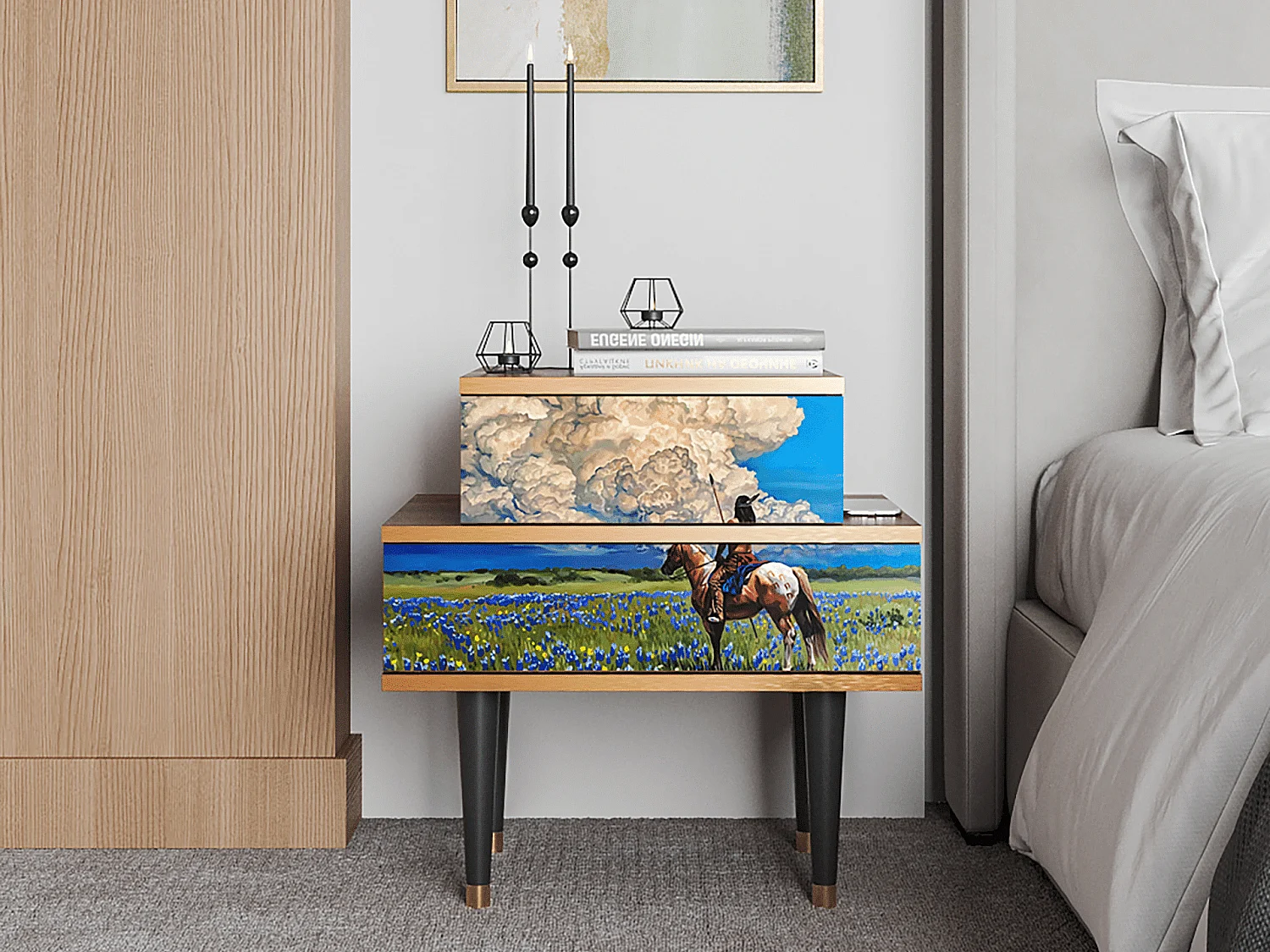 Table de nuit - 58х58х41 cm - NS1 - Thunderheads by Dean, Noyer