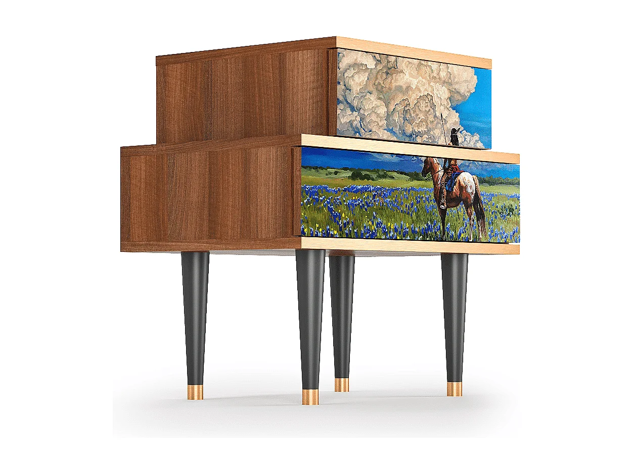 Table de nuit - 58х58х41 cm - NS1 - Thunderheads by Dean, Noyer