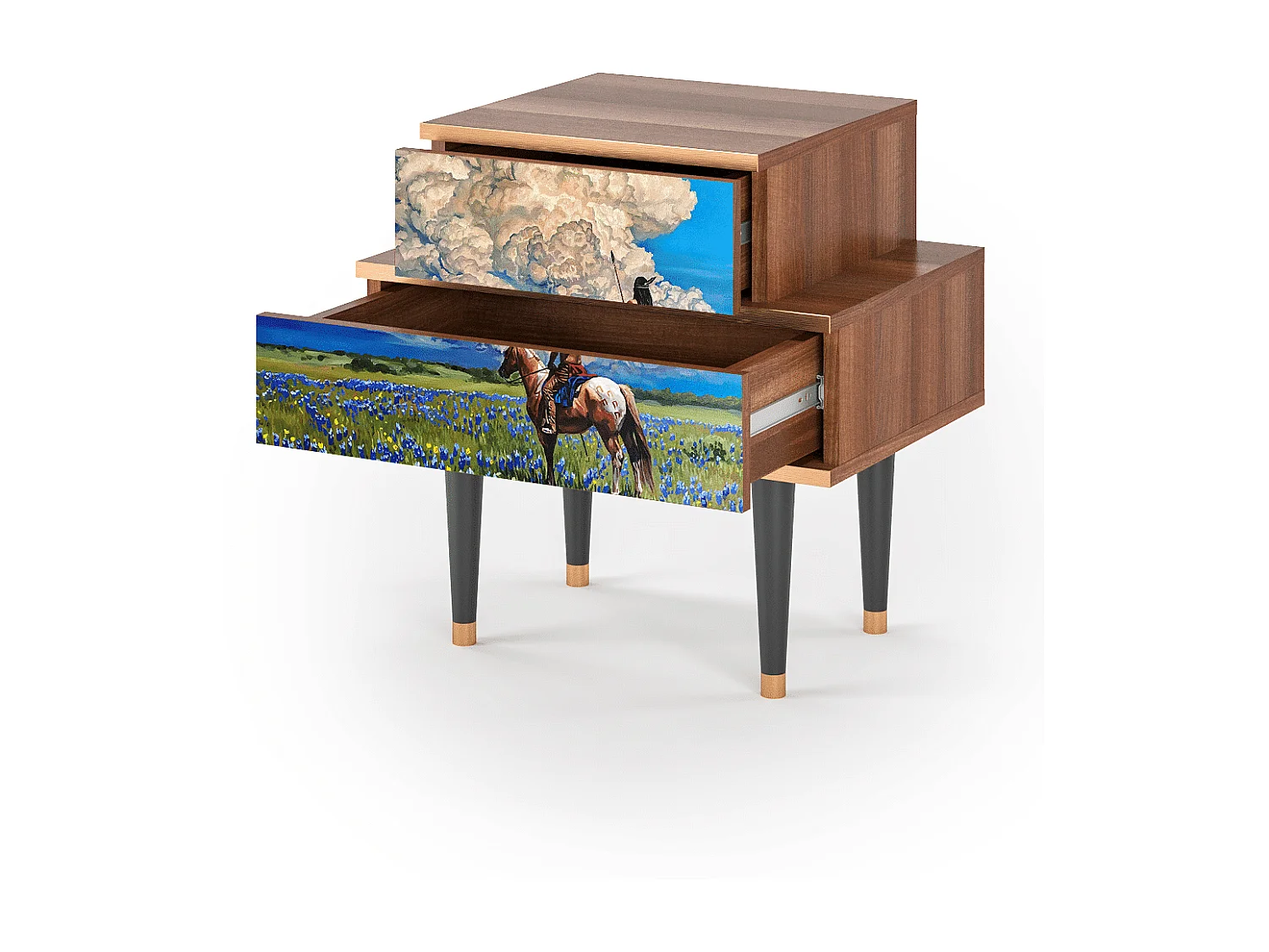 Table de nuit - 58х58х41 cm - NS1 - Thunderheads by Dean, Noyer