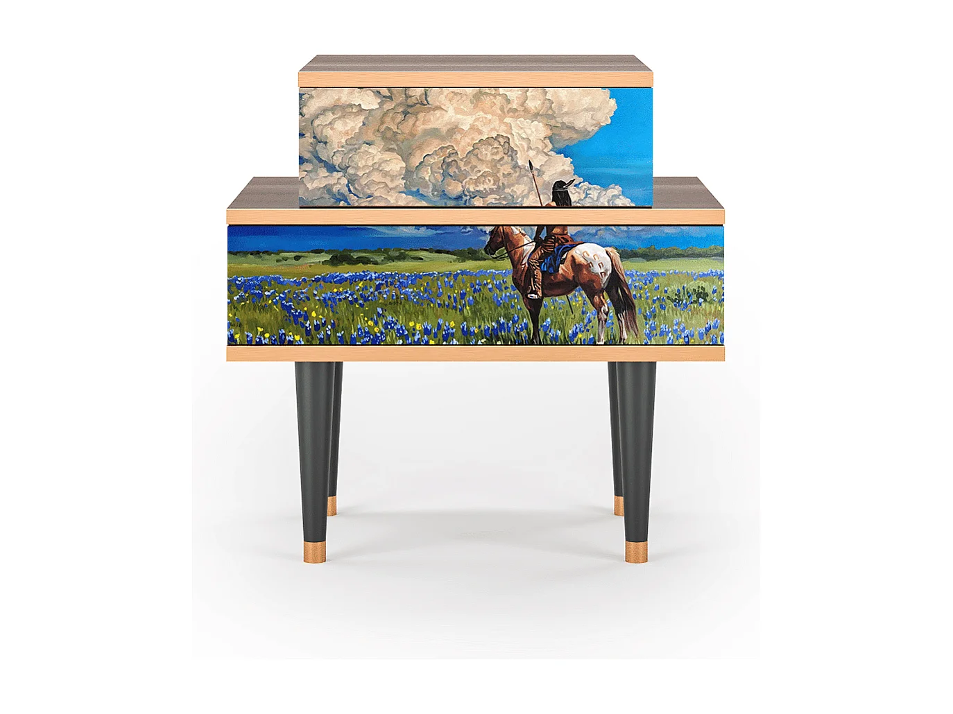 Stolik nocny - 58х58х41 cm - NS1 - Thunderheads by Dean, Orzech