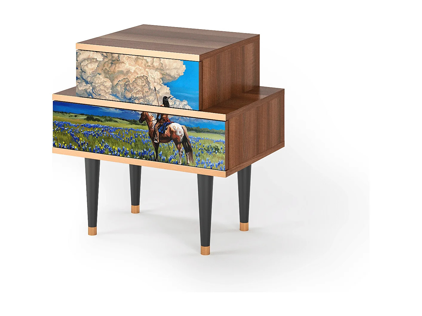 Stolik nocny - 58х58х41 cm - NS1 - Thunderheads by Dean, Orzech