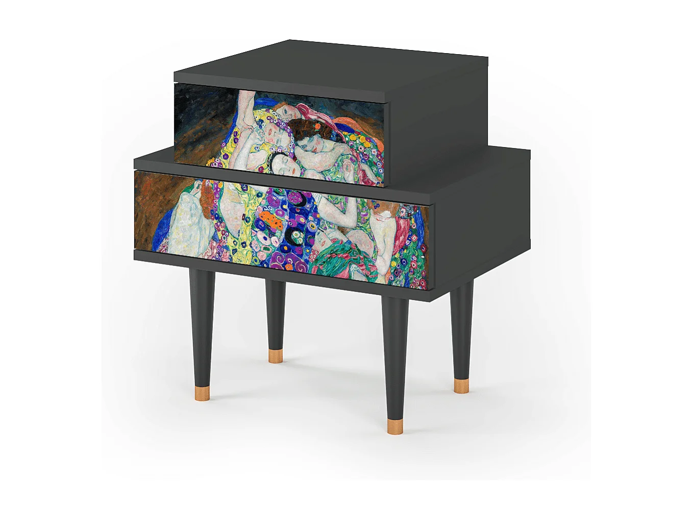 Stolik nocny - 58х58х41 cm - NS1 - The Maiden by Klimt, Antracyt