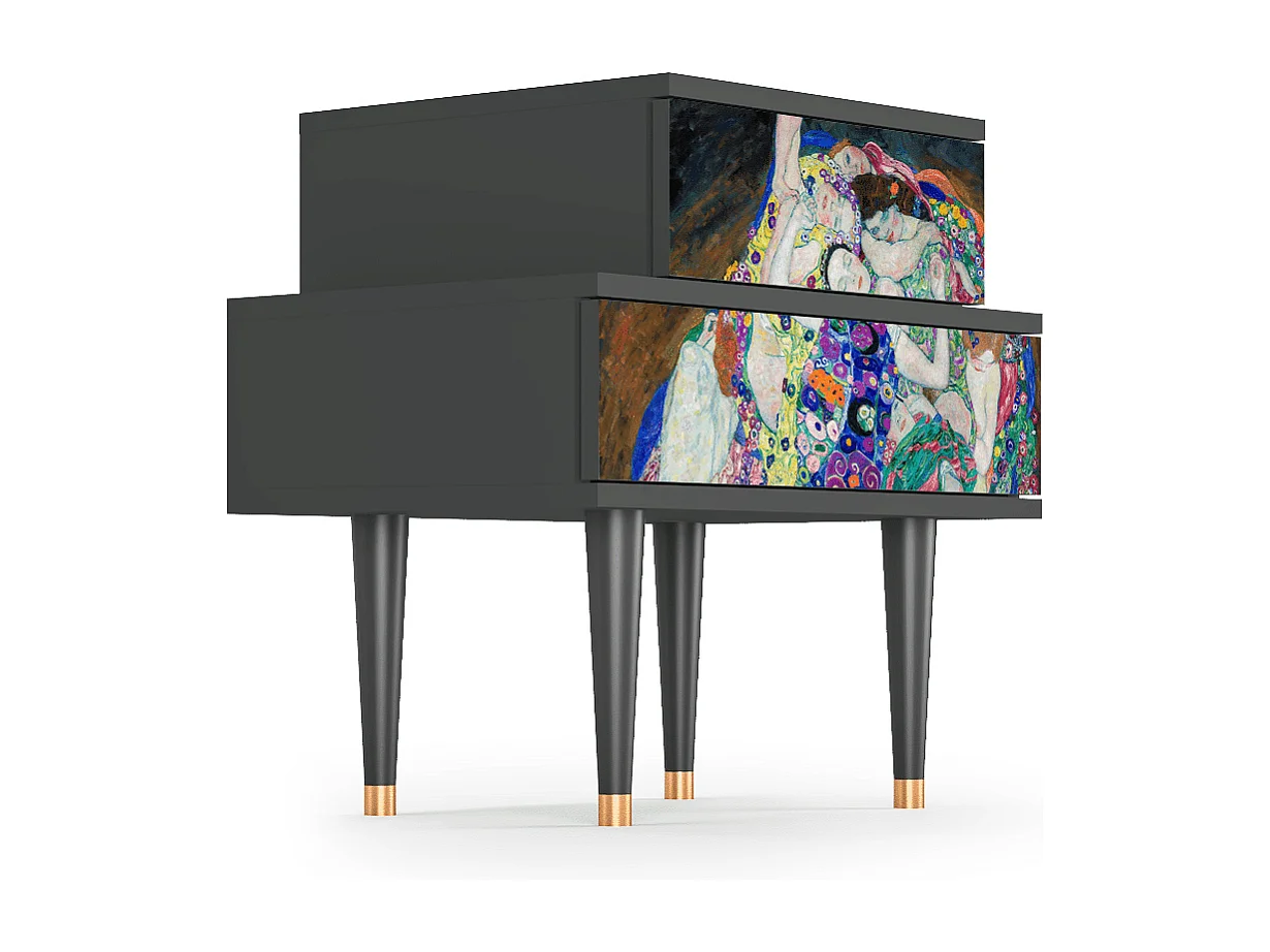 Stolik nocny - 58х58х41 cm - NS1 - The Maiden by Klimt, Antracyt