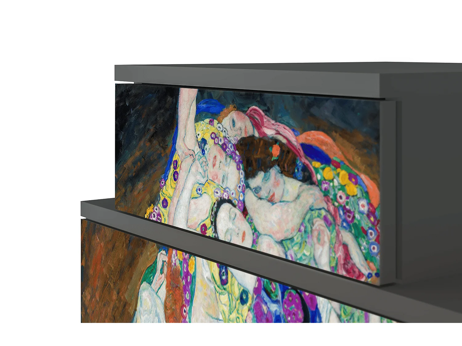 Stolik nocny - 58х58х41 cm - NS1 - The Maiden by Klimt, Antracyt