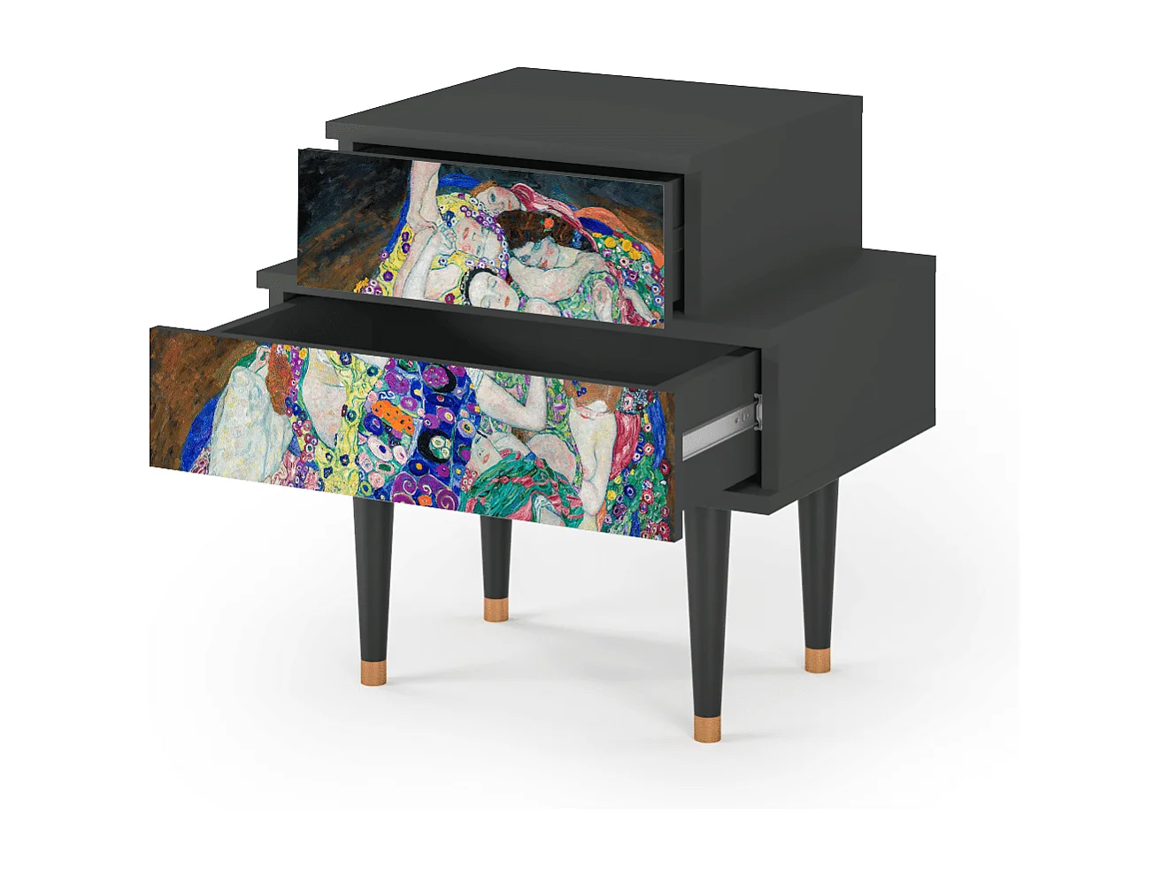 Stolik nocny - 58х58х41 cm - NS1 - The Maiden by Klimt, Antracyt