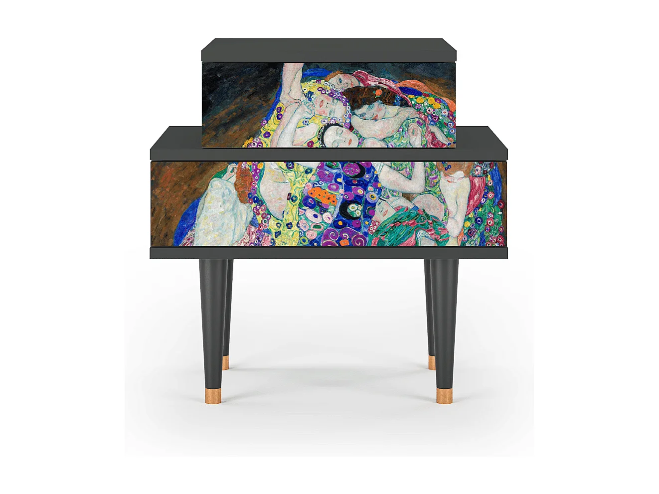 Stolik nocny - 58х58х41 cm - NS1 - The Maiden by Klimt, Antracyt