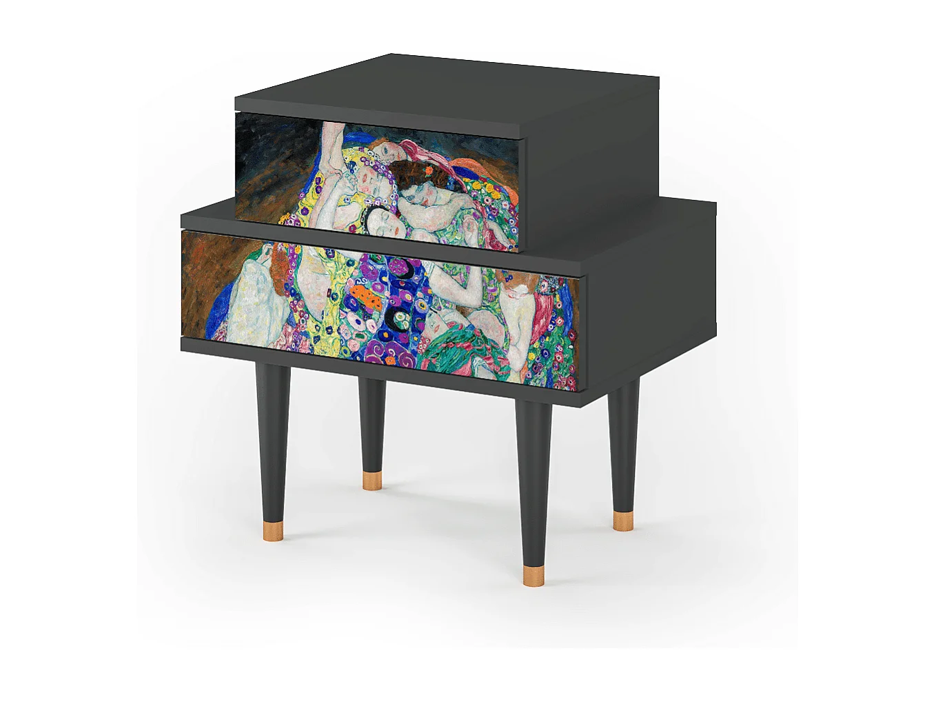 Stolik nocny - 58х58х41 cm - NS1 - The Maiden by Klimt, Antracyt