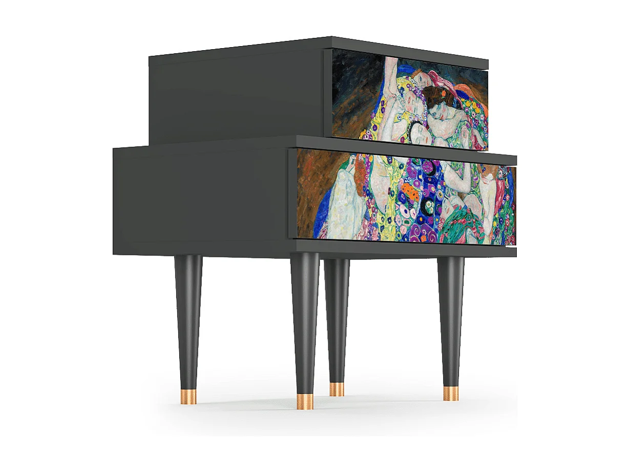 Stolik nocny - 58х58х41 cm - NS1 - The Maiden by Klimt, Antracyt