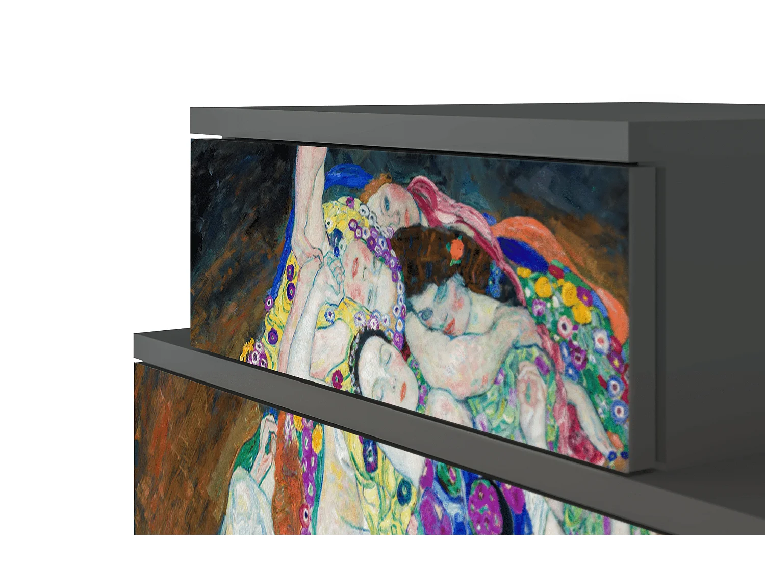 Stolik nocny - 58х58х41 cm - NS1 - The Maiden by Klimt, Antracyt