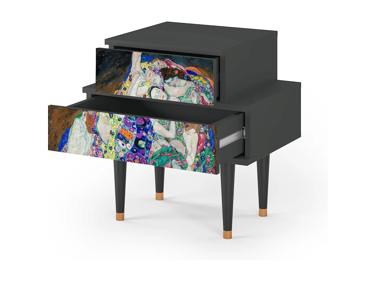 Stolik nocny - 58х58х41 cm - NS1 - The Maiden by Klimt, Antracyt