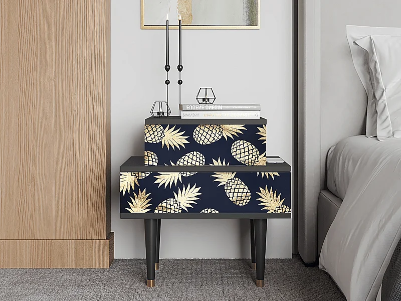 Nachtkastje - 58х58х41 cm - NS1 - Sunny Pineaple, Antraciet