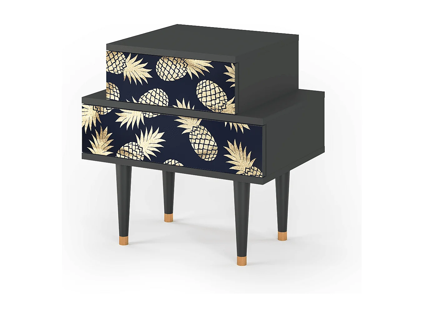 Stolik nocny - 58х58х41 cm - NS1 - Sunny Pineaple, Antracyt