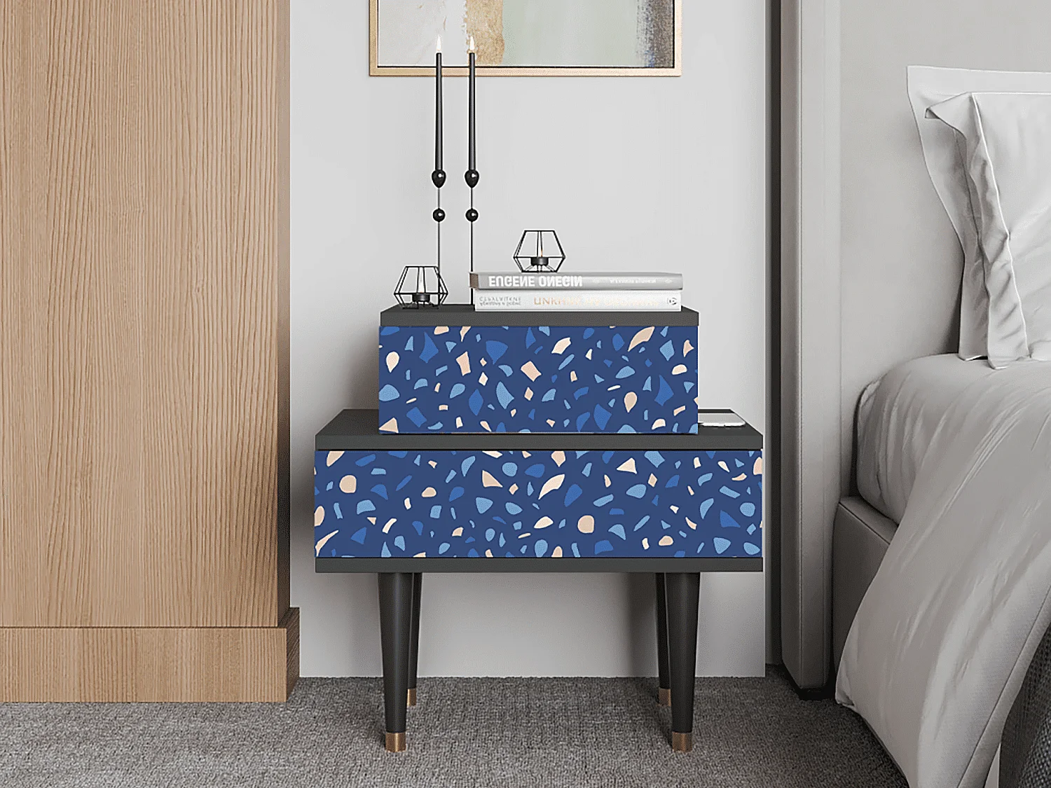 Nachtkastje - 58х58х41 cm - NS1 - Soap Whirpool, Antraciet