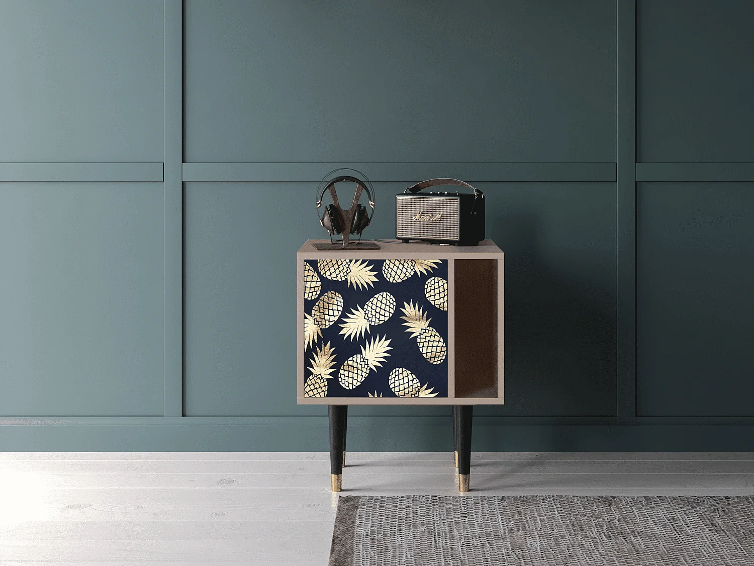 Stolik nocny - 57х69х48 cm - S2 - Sunny Pineaple, Latte