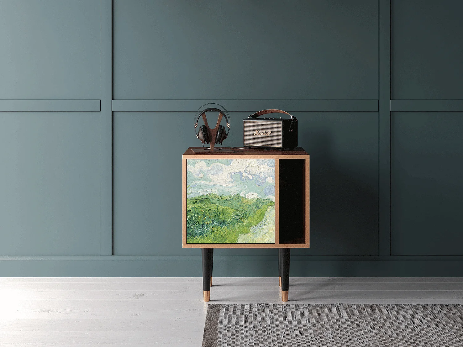 Nachtkastje - 57х69х48 cm - S2 - Green Wheat Fields, Walnoot