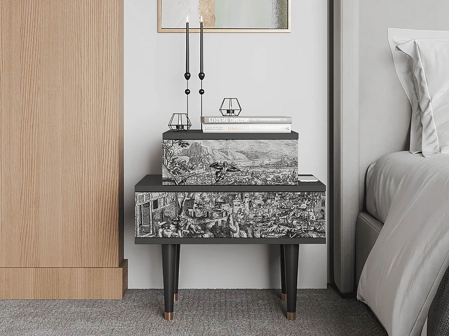 Stolik nocny - 58х58х41 cm - NS1 - Departure, Antracyt