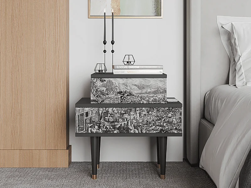 Stolik nocny - 58х58х41 cm - NS1 - Departure, Antracyt