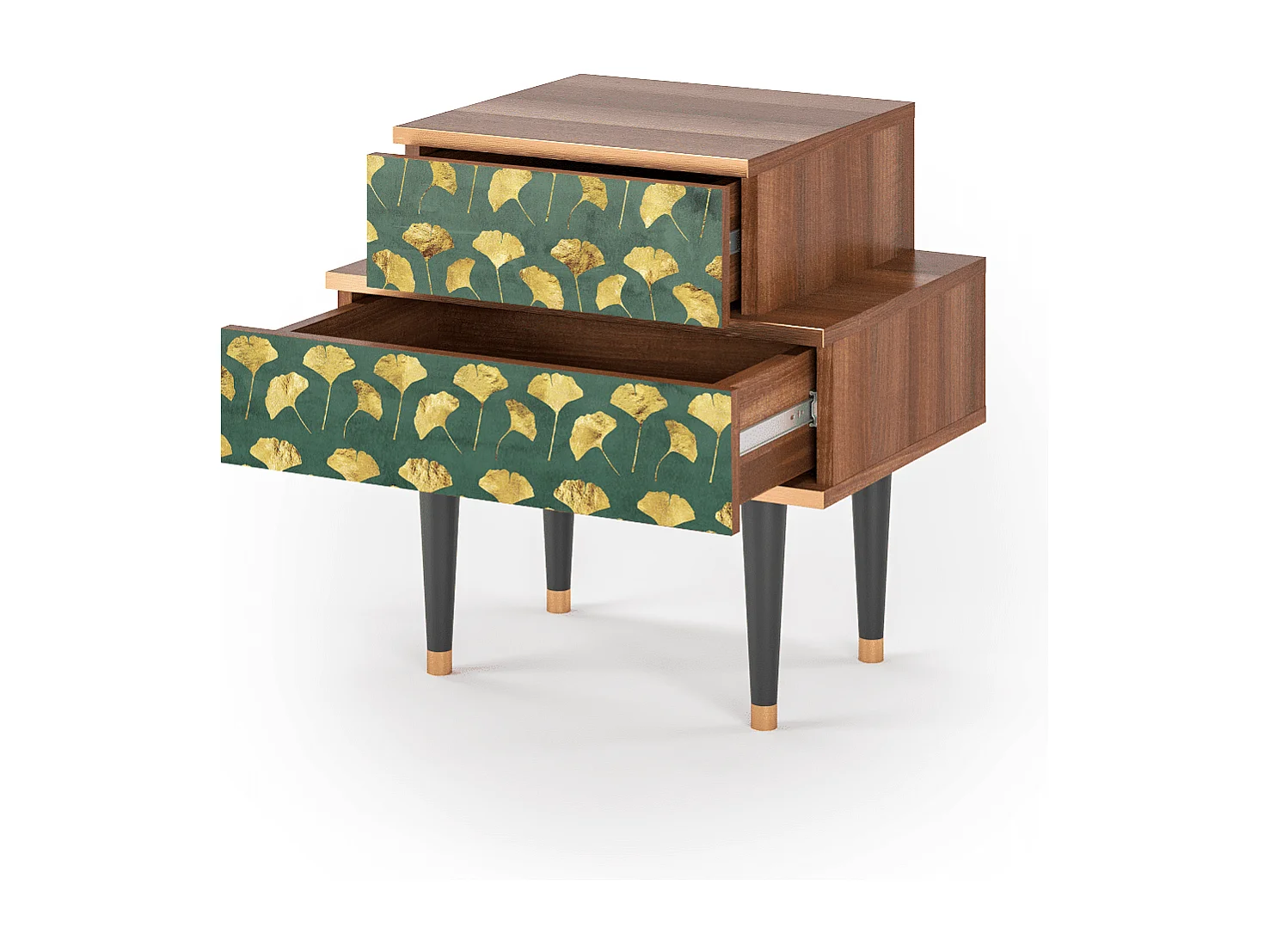 Table de nuit - 58х58х41 cm - NS1 - Gingko leaves, Noyer