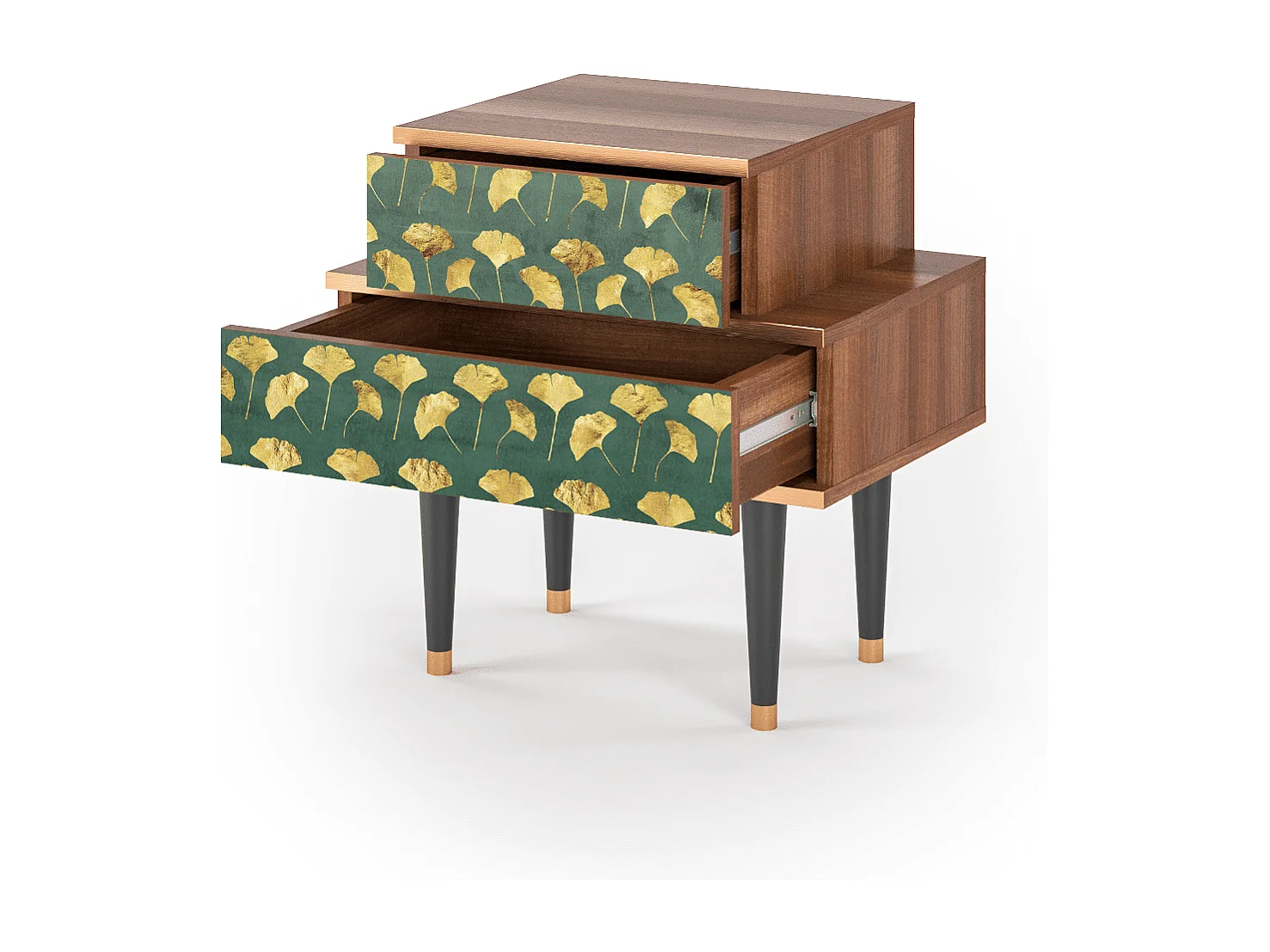 Table de nuit - 58х58х41 cm - NS1 - Gingko leaves, Noyer