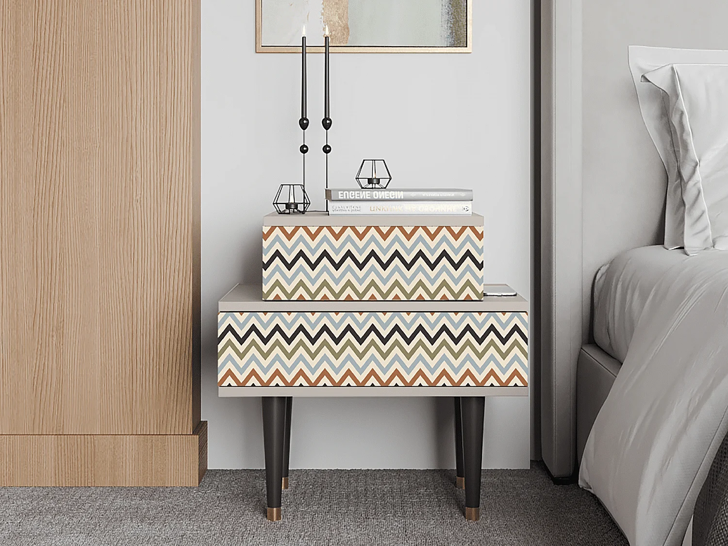 Nachtkastje - 58х58х41 cm - NS1 - Bright Ripple, Zand