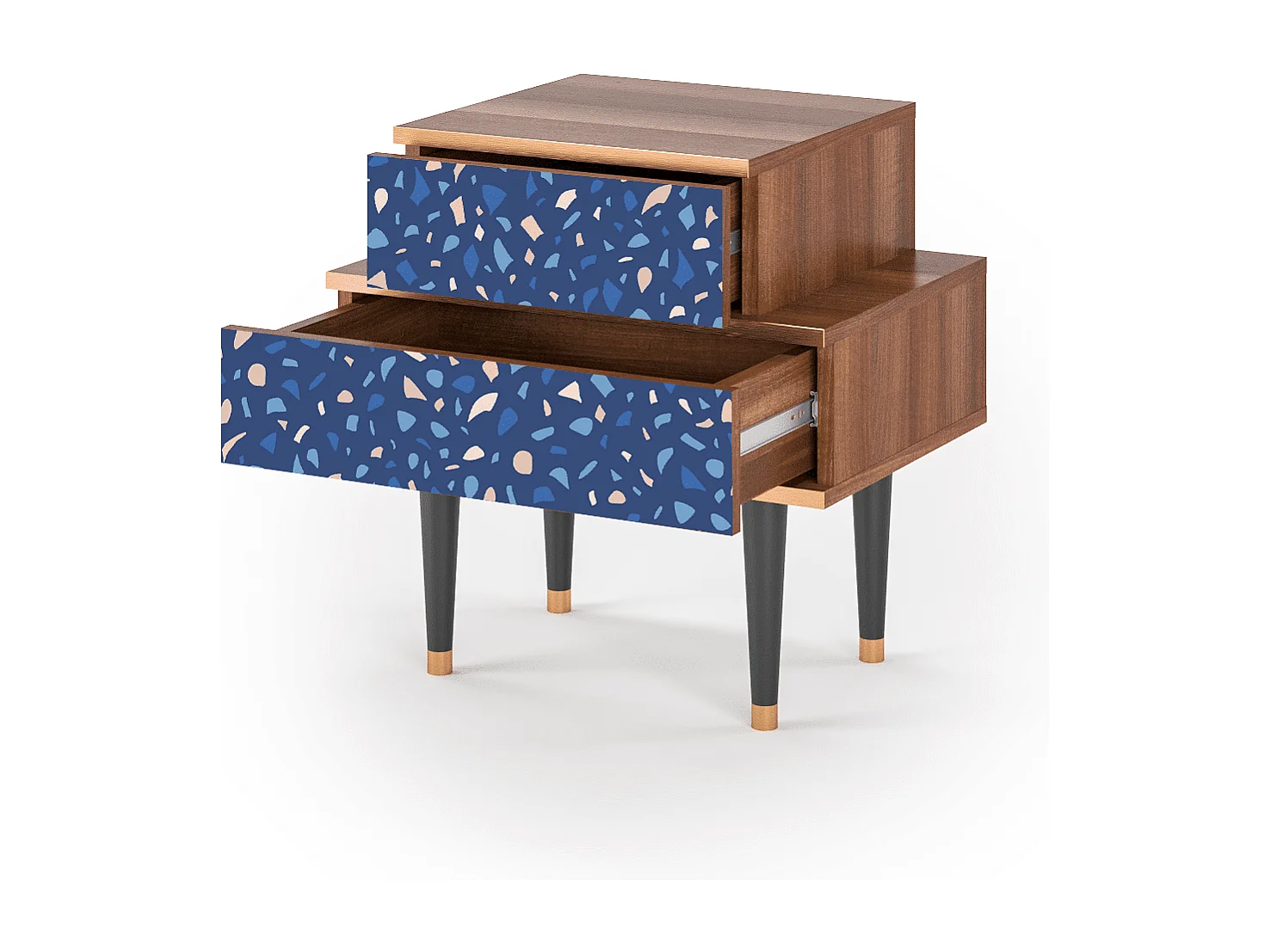 Stolik nocny - 58х58х41 cm - NS1 - Soap Whirpool, Orzech