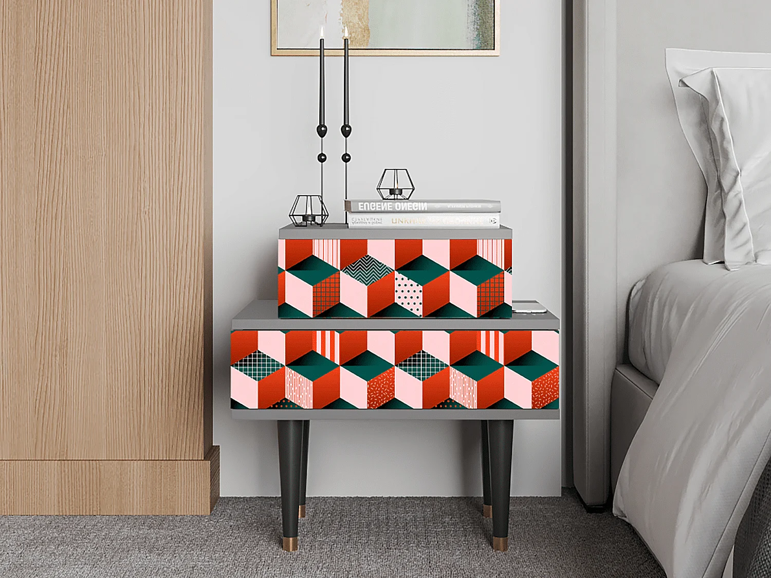 Table de nuit - 58х58х41 cm - NS1 - Pepsi-Cola, Gris