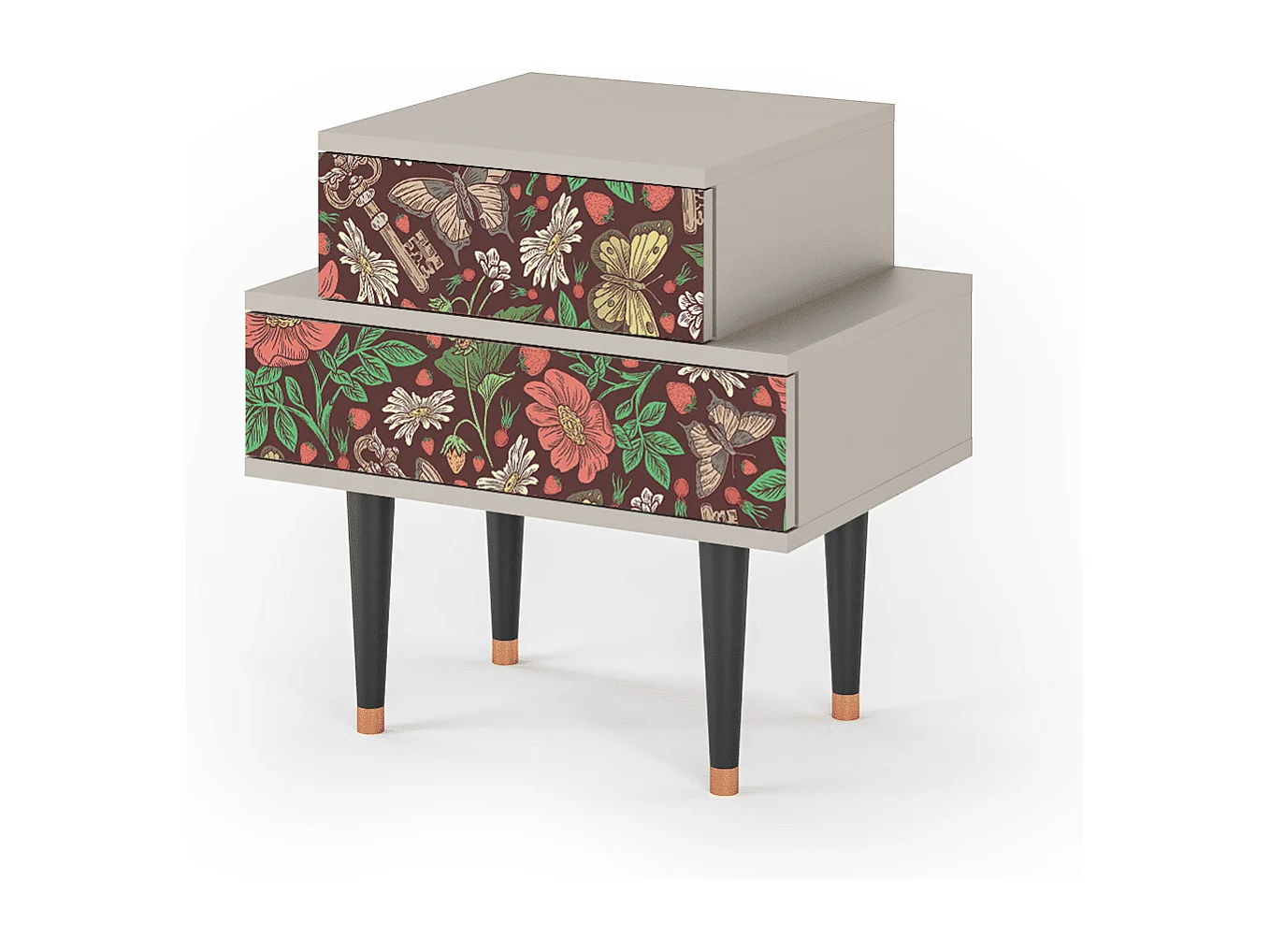 Stolik nocny - 58х58х41 cm - NS1 - Alice in Wonderland, Piaskowy