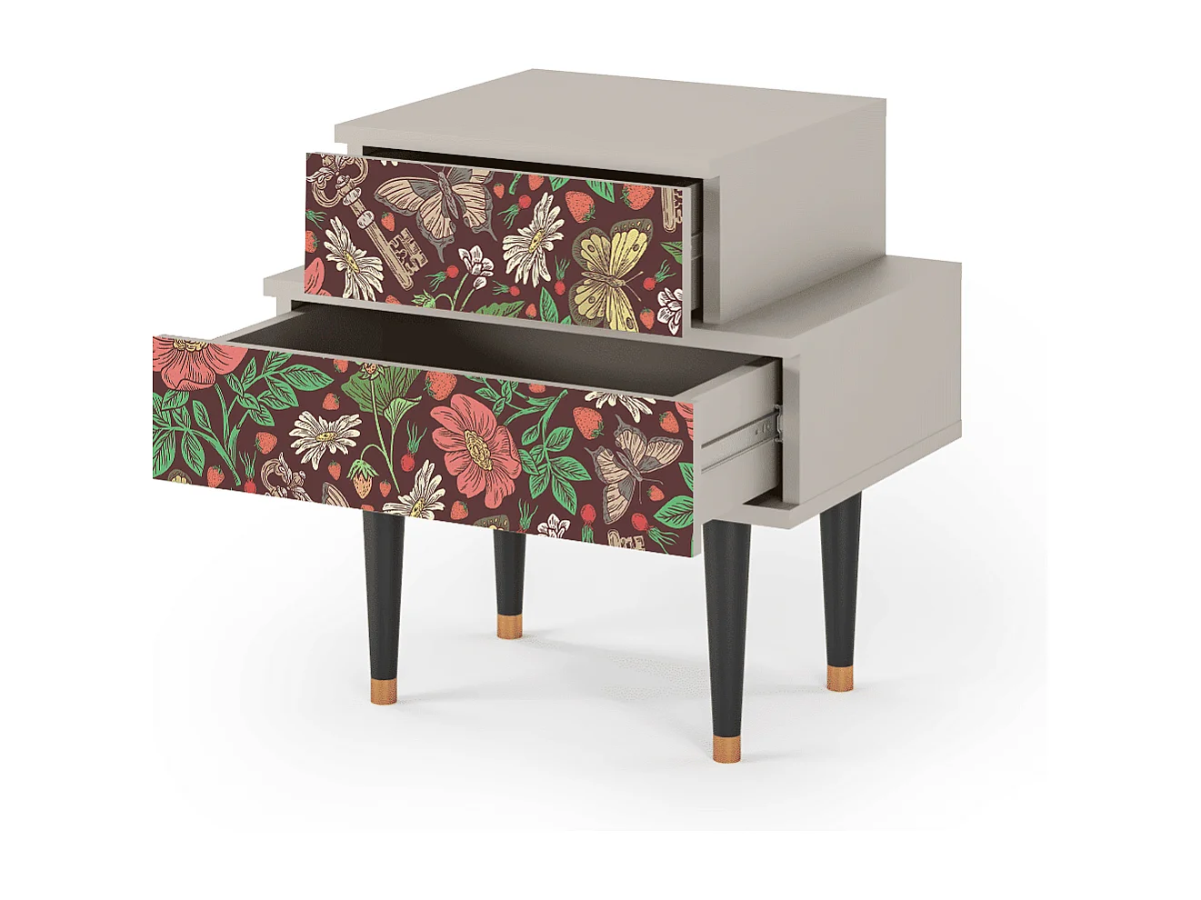 Stolik nocny - 58х58х41 cm - NS1 - Alice in Wonderland, Piaskowy