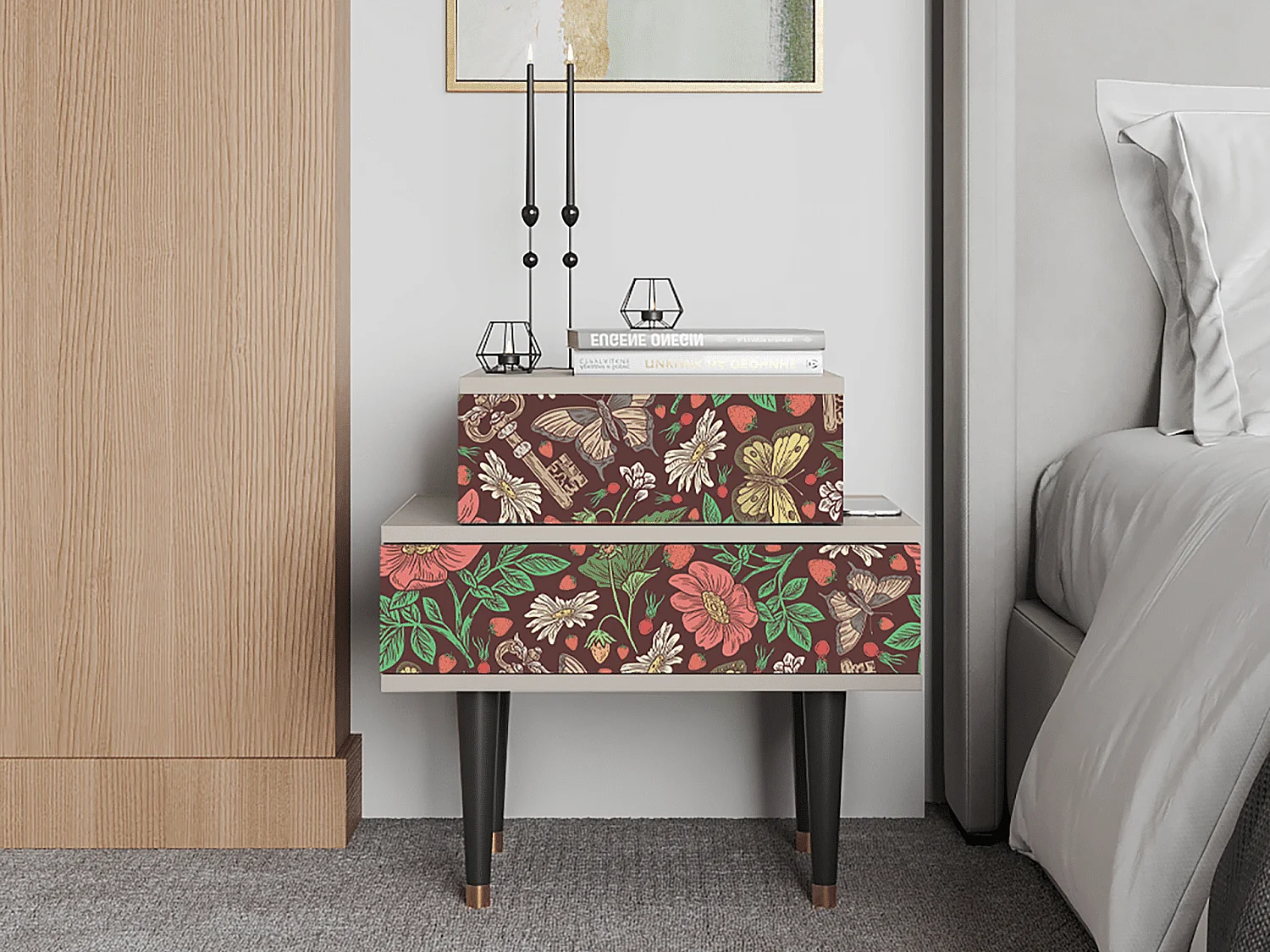 Table de nuit - 58х58х41 cm - NS1 - Alice in Wonderland, Sable