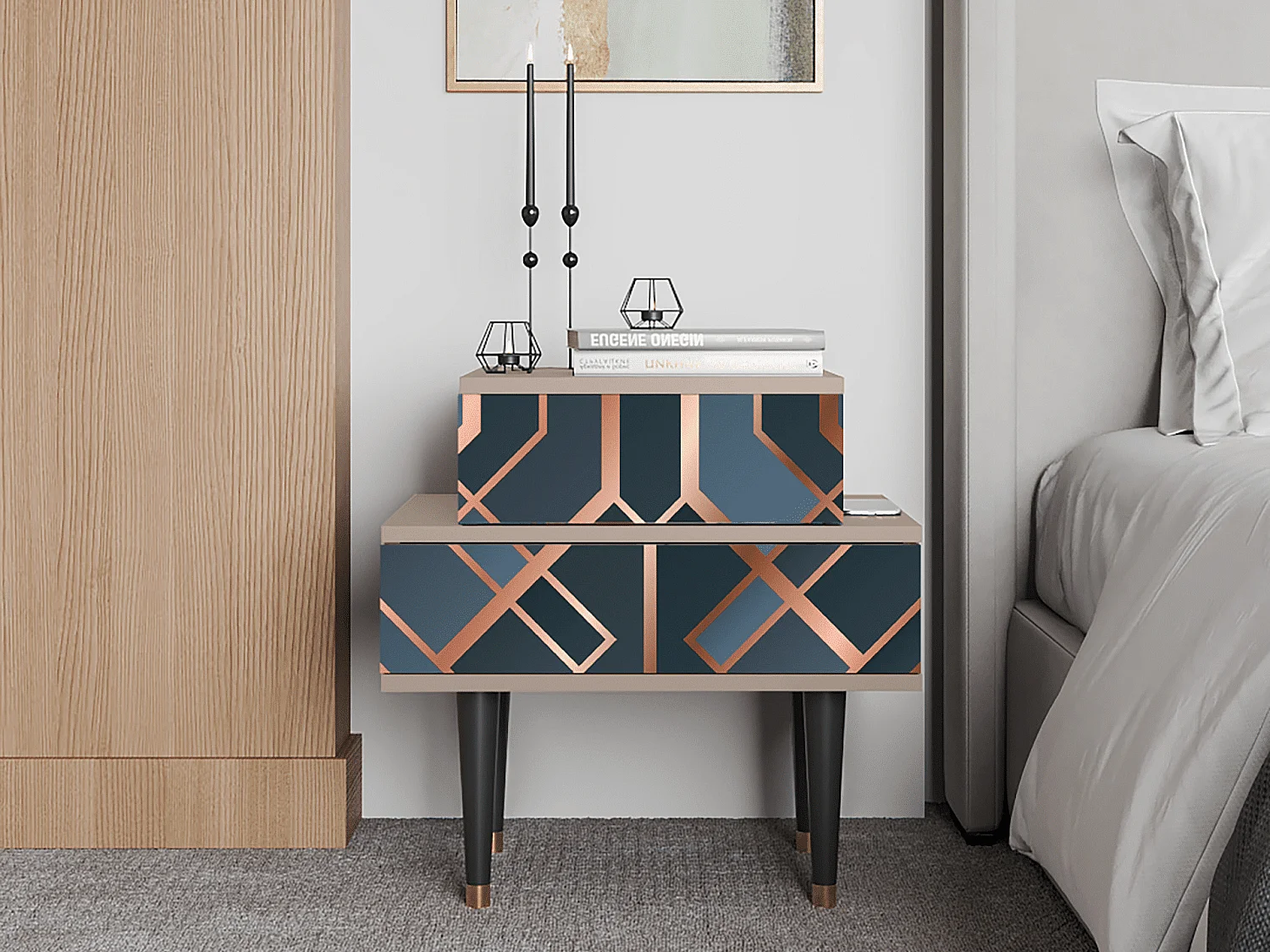 Table de nuit - 58х58х41 cm - NS1 - Ashy 1920', Latte