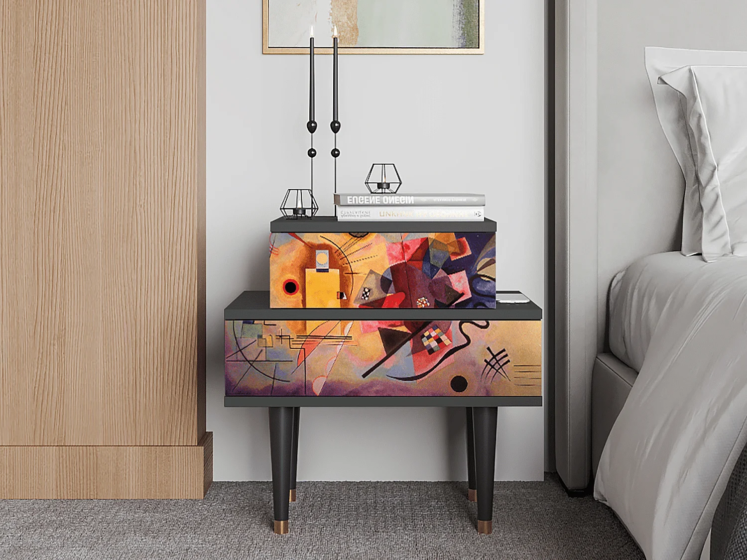 Stolik nocny - 58х58х41 cm - NS1 - Modern Art, Antracyt