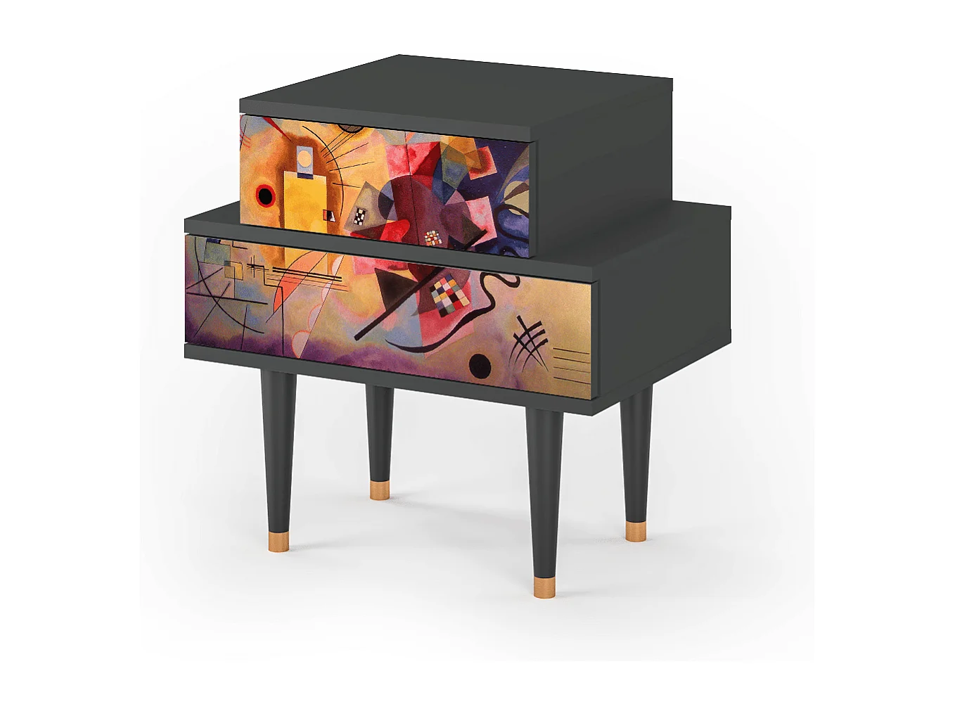 Stolik nocny - 58х58х41 cm - NS1 - Modern Art, Antracyt