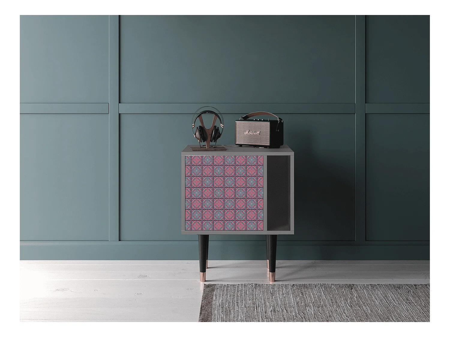 Table de nuit - 57х69х48 cm - S2 - Riviera Mosaic, Gris