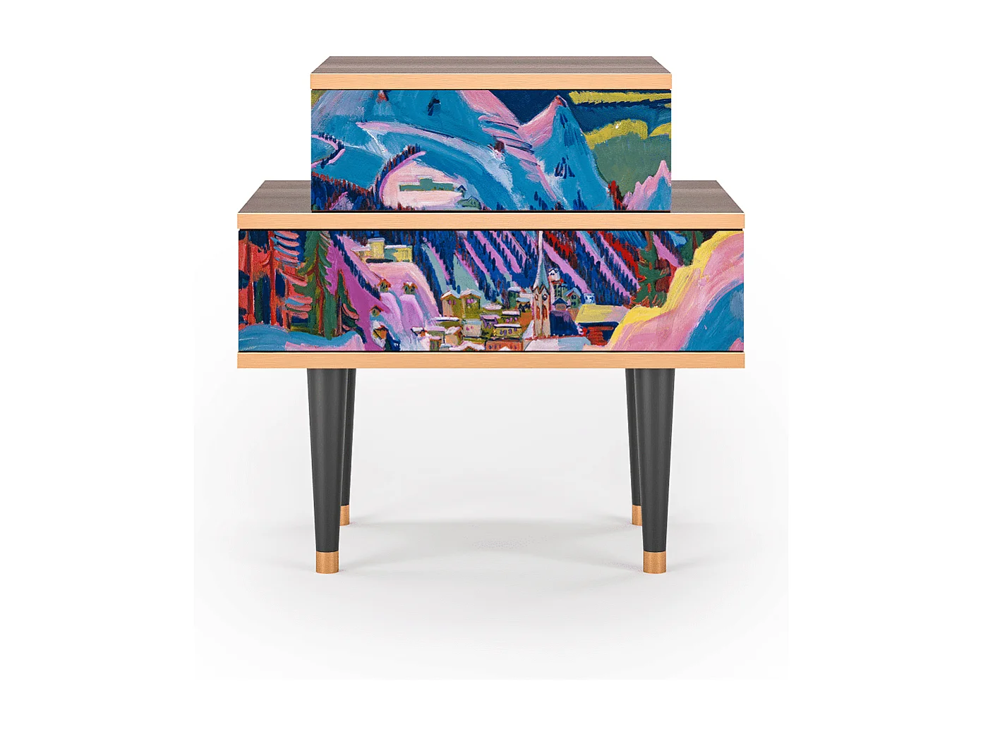 Table de nuit - 58х58х41 cm - NS1 - Davos Winter, Noyer