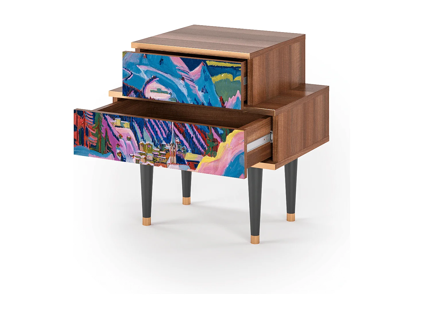 Table de nuit - 58х58х41 cm - NS1 - Davos Winter, Noyer