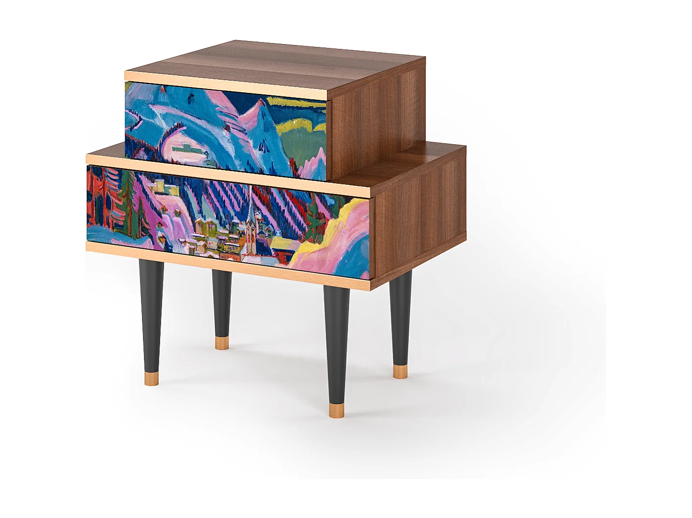 Table de nuit - 58х58х41 cm - NS1 - Davos Winter, Noyer