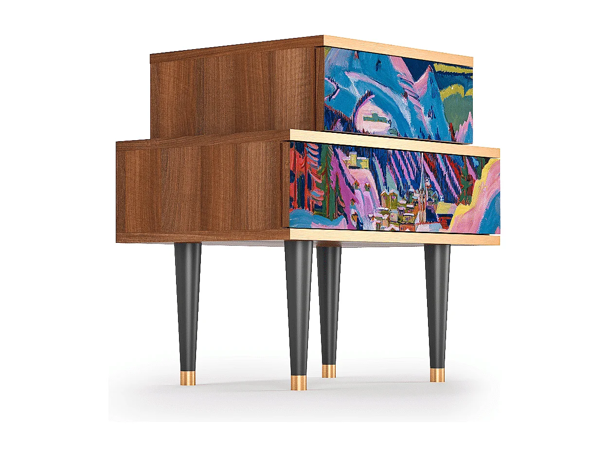 Table de nuit - 58х58х41 cm - NS1 - Davos Winter, Noyer