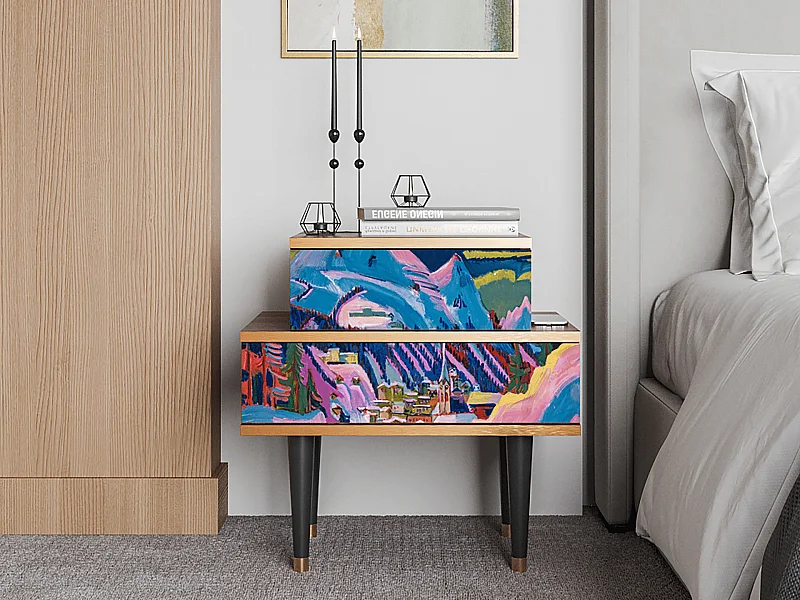 Table de nuit - 58х58х41 cm - NS1 - Davos Winter, Noyer