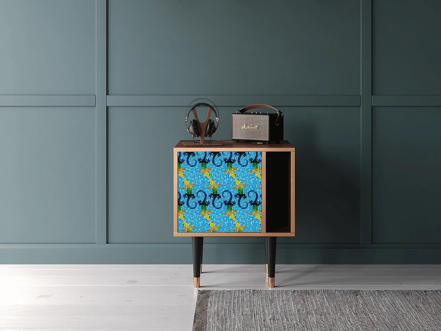 Table de nuit - 57х69х48 cm - S2 - Gaudi's Lizard, Noyer