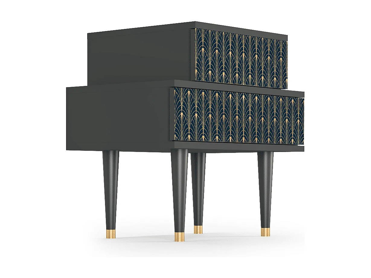 Table de nuit - 58х58х41 cm - NS1 - Flower of the Nile, Anthracite