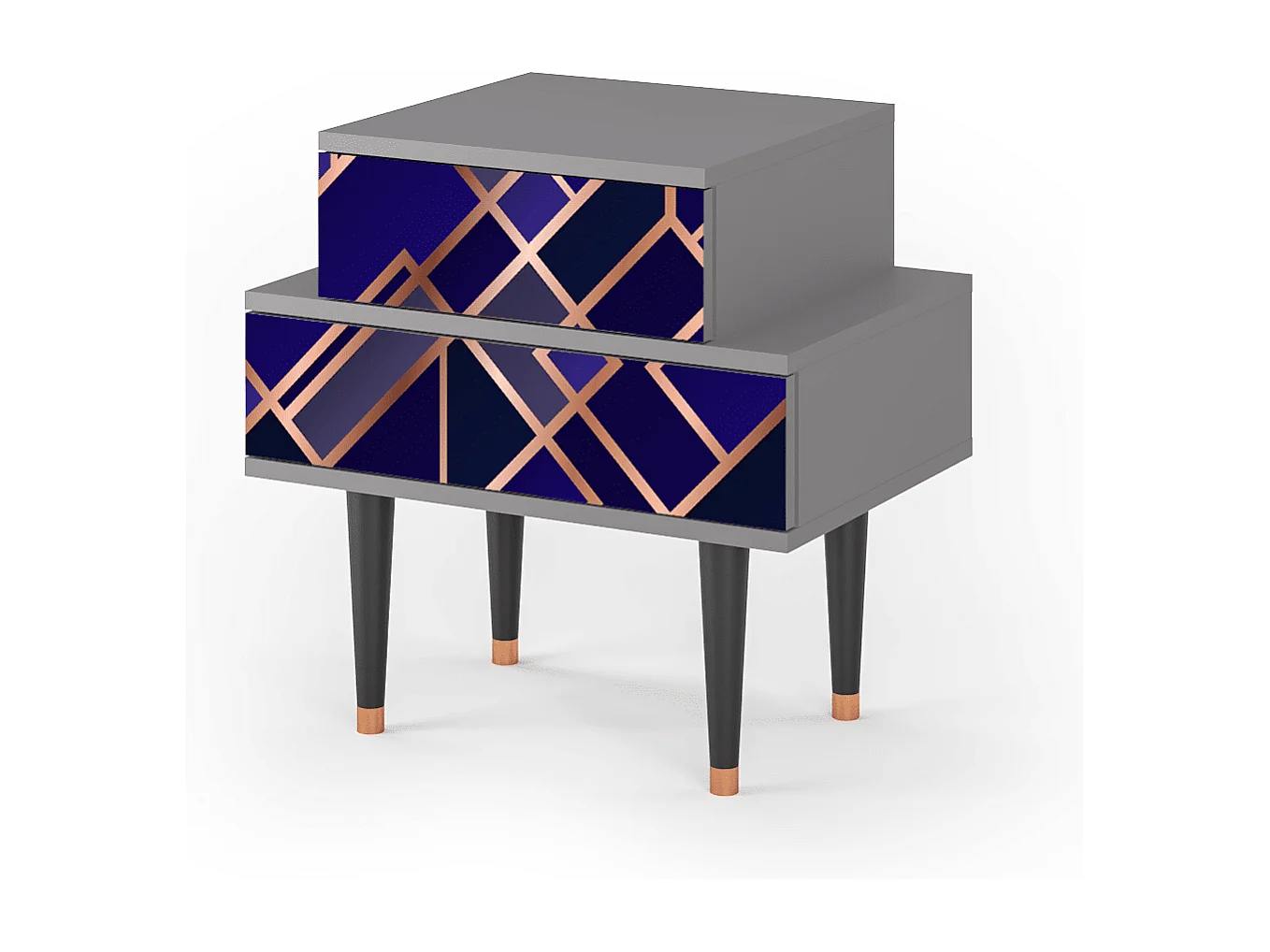 Mesita de noche - 58х58х41 cm - NS1 - Aquamarine Getsby, Gris