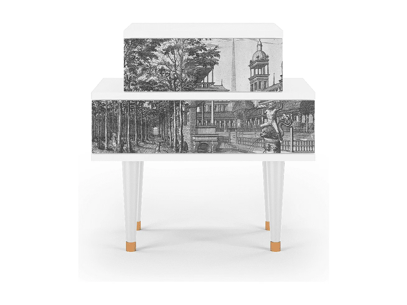 Stolik nocny - 58х58х41 cm - NS1 - View of the Piazza, Biały