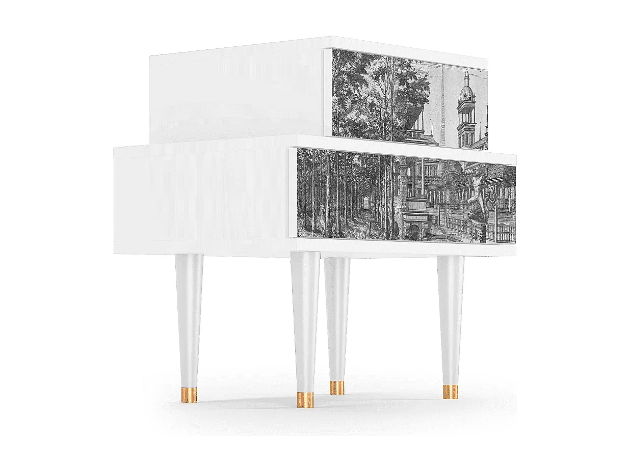 Stolik nocny - 58х58х41 cm - NS1 - View of the Piazza, Biały