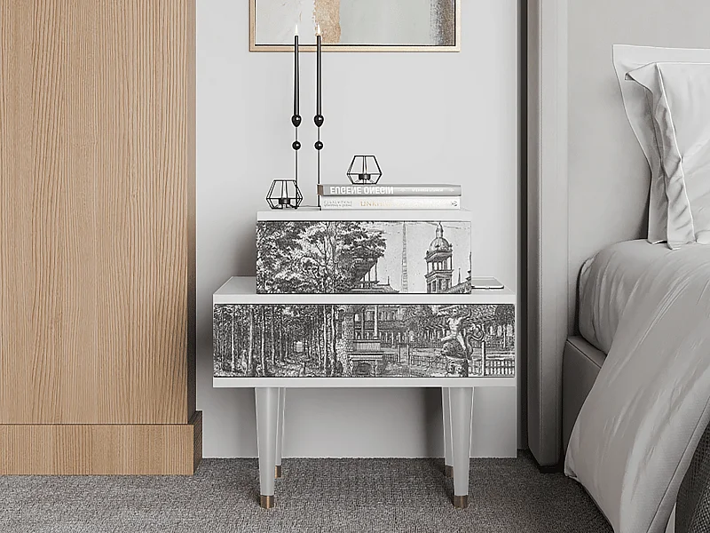 Stolik nocny - 58х58х41 cm - NS1 - View of the Piazza, Biały