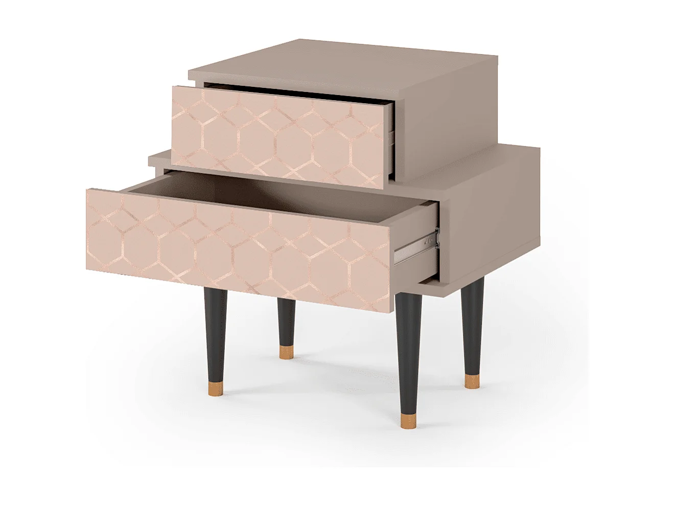 Stolik nocny - 58х58х41 cm - NS1 - Rose Honeycomb, Latte