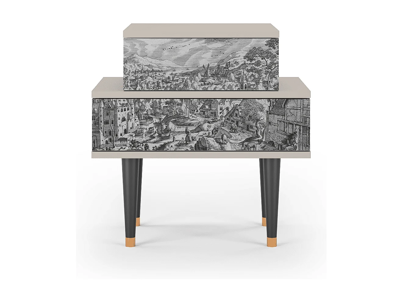 Table de nuit - 58х58х41 cm - NS1 - Bird Dropping, Sable