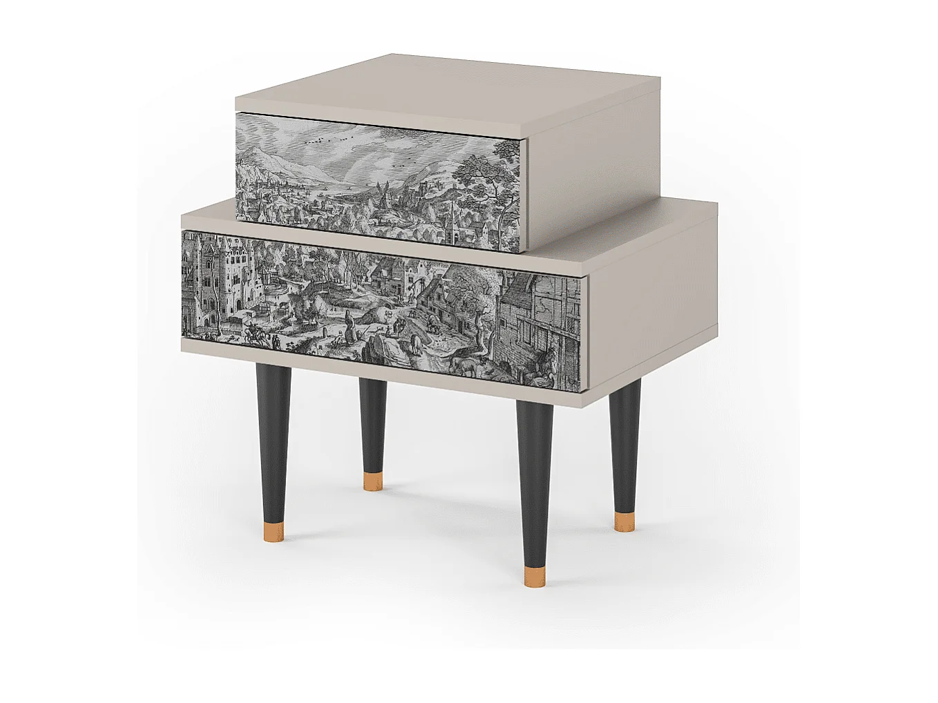 Table de nuit - 58х58х41 cm - NS1 - Bird Dropping, Sable