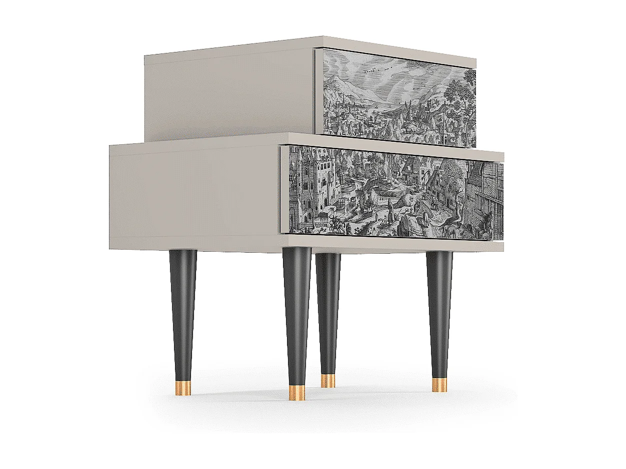 Table de nuit - 58х58х41 cm - NS1 - Bird Dropping, Sable