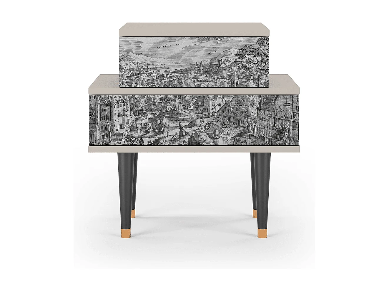 Table de nuit - 58х58х41 cm - NS1 - Bird Dropping, Sable